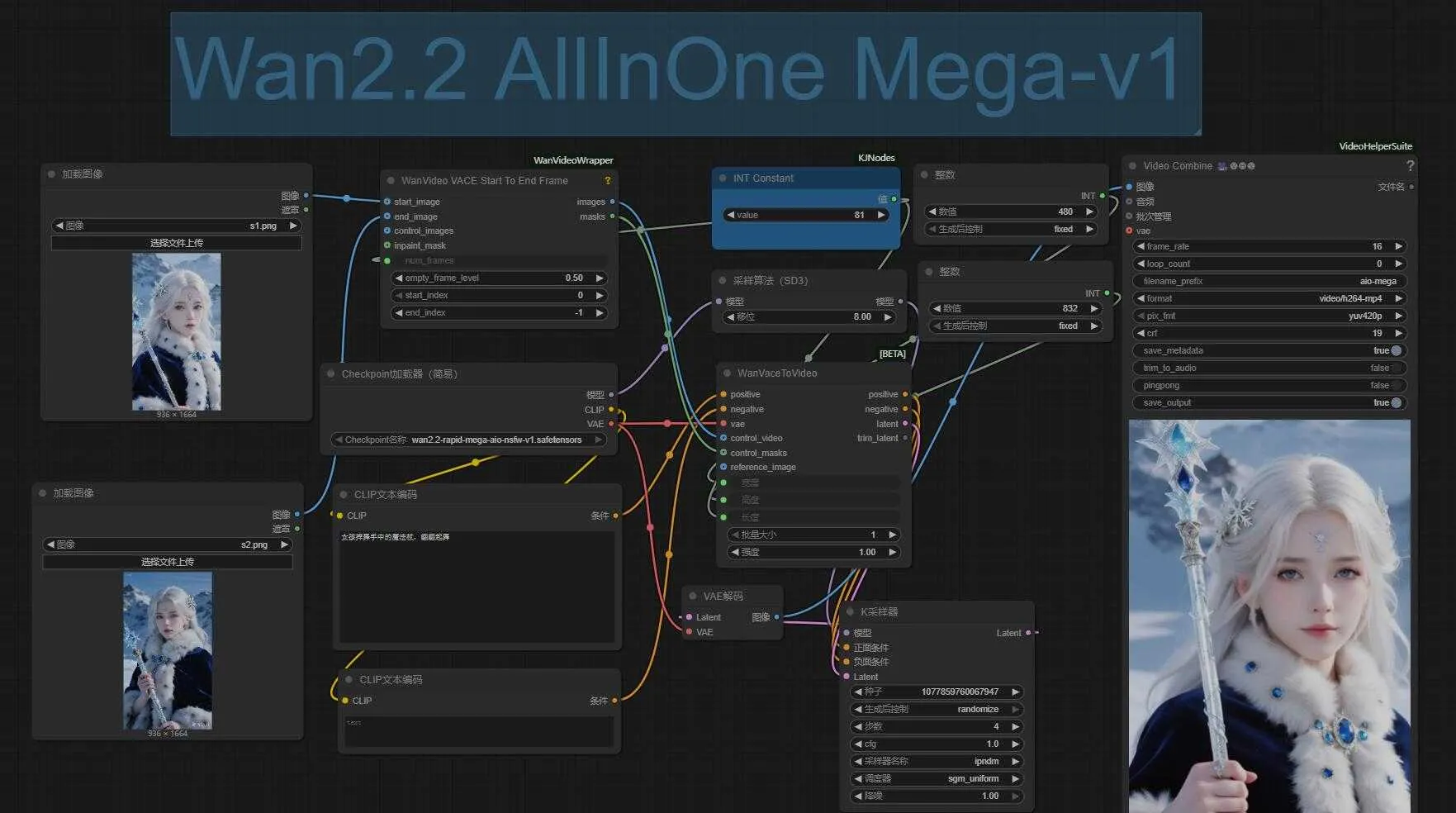 Wan2.2AllInOne V2版 - Wan2.2极速视频生成模型，更新Mega模型，4步极速生成 ComfyUI工作流 一键整合包下载 ...