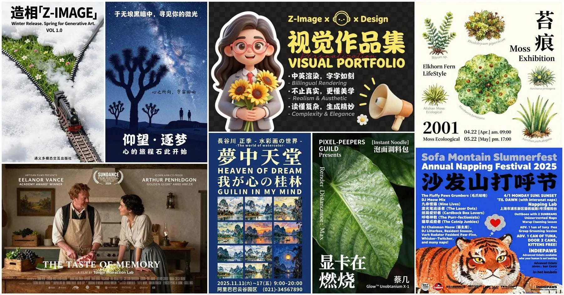 精准双语文本渲染：Z-Image-Turbo 在渲染复杂的中文和英文文本方面表现出色