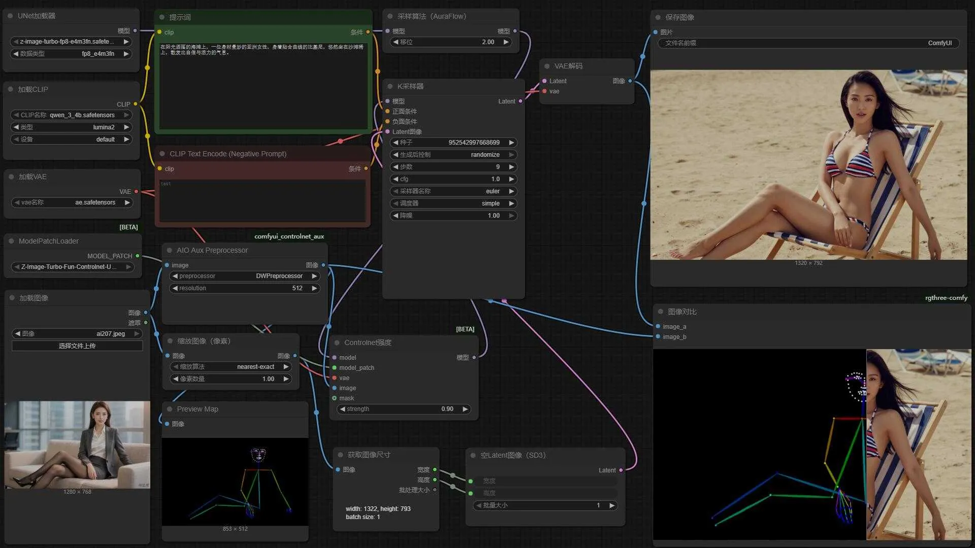 Z-Image-Controlnet- 快速好用逼真的文生图神器 支持姿势、深度、边缘控制 支持50系显卡 ComfyUI工作流 一  ...