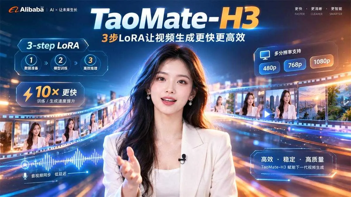 【MiniMax H3】TaoMate-H3：3步LoRA让视频生成更快更高效，速度快10倍